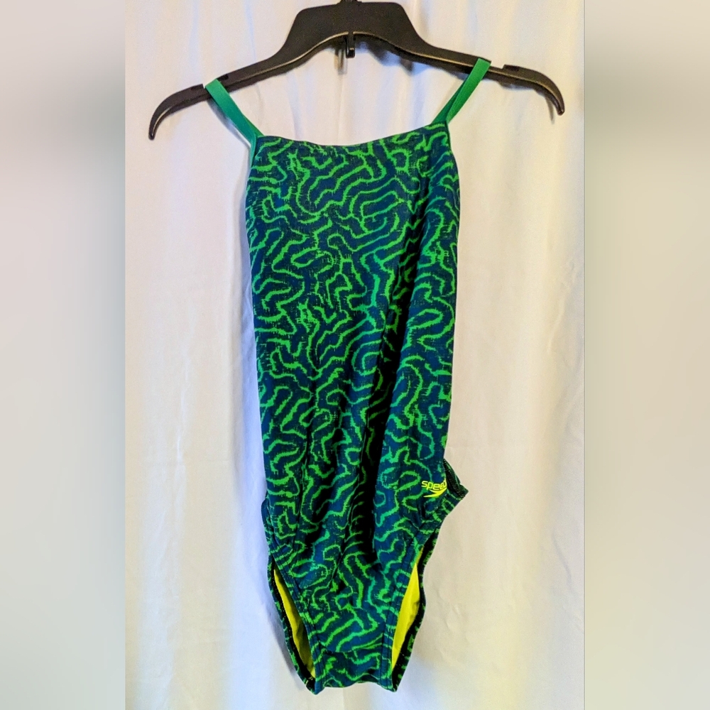 NWOT Speedo Green and Blue Women's Swimsuit Sz. S